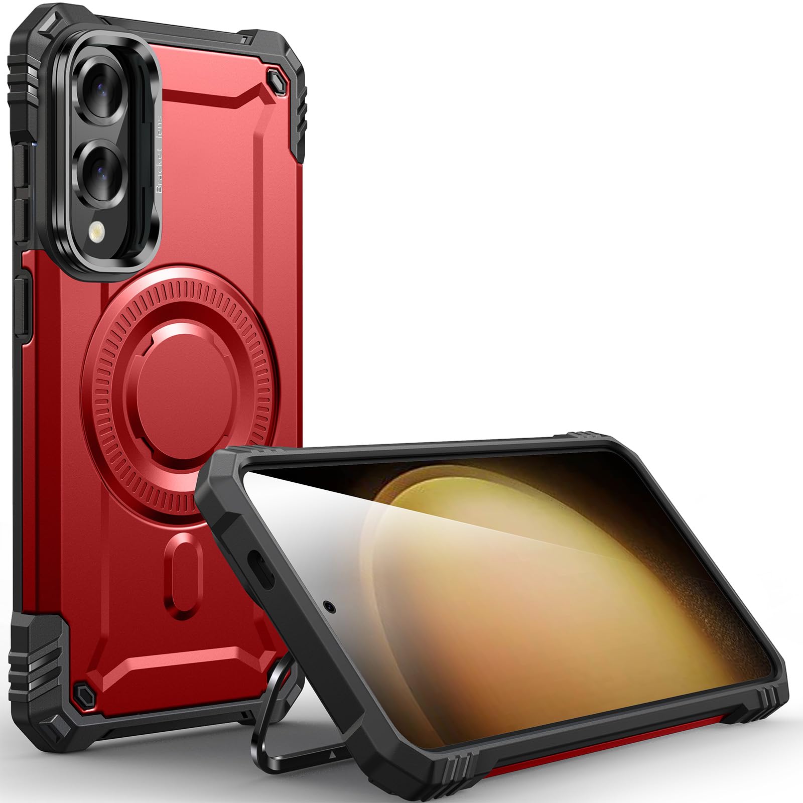 Cover per Galaxy S25 Edge con Supporto per Fotocamera,Compatibile con Mag-Safe,Supporto per Fotocamera Integrato,Custodia Antiurto Militare per Samsung S25 Edge 6.7",Rosso