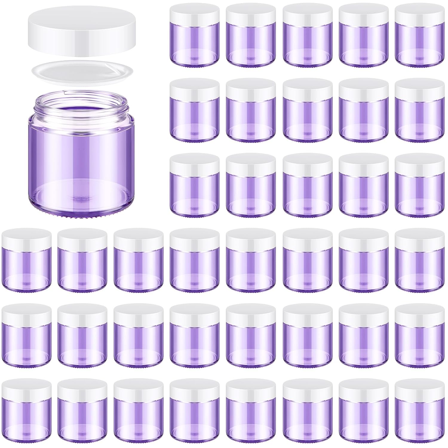 Norme 48 Pcs 4 oz Glass Jars with Lids Leakproof Round Airtight Jars Empty Cosmetic Jars with Inner Liners Lid for Storing Lotions Powder Ointments Candle Making (Light Purple) 48 Light Purple