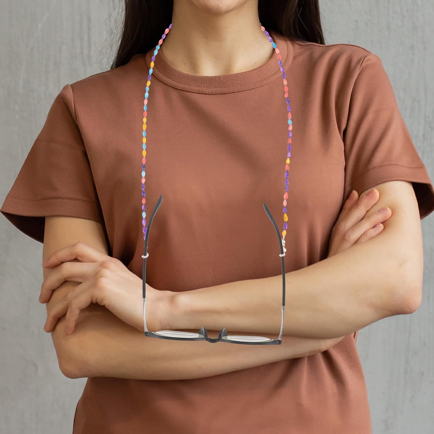 ibasenice Colorful Teardrop Shell Glasses Chain Anti-slip Eyeglass Lanyard Eye Glasses Holder for Outdoor Cycling Women