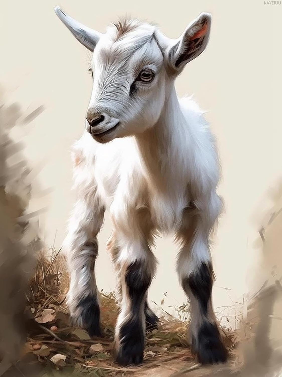 KAYEIUU Adults Diamond Painting, Full Drill Animal Diamond Art Kits for Beginner, DIY 5D Goat Diamond Kits Crystal Craft, for Home Decor Wall Decor 12x16 inch