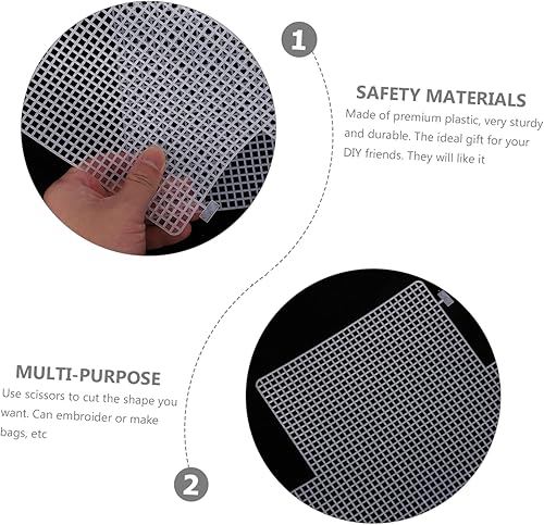 Miniatura 5 de Suministros de lona de plástico, 4 piezas de láminas de lona de malla de plástico para bordado, manualidades de hilo acrílico, proyectos de