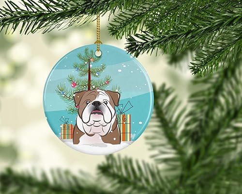 Miniatura 2 de Caroline's Treasures Adorno de cerámica para árbol de Navidad y bulldog inglés, decoración colgante para el hogar, Navidad, vacaciones, fiesta,