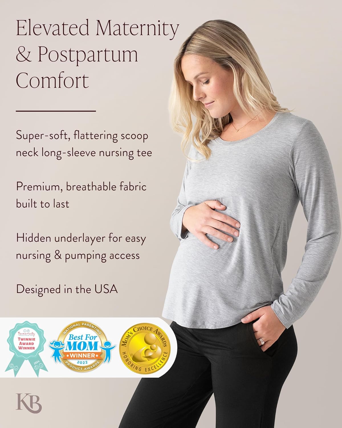 Kindred Bravely Riley Maternity & Nursing Nightgown, Ribbed Postpartum Pajamas