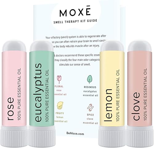 MOX Kit de entrenamiento de olores fabricado en Estados Unidos 4 aceites esenciales regeneración olfativa ayuda a restaurar el sentido del olor