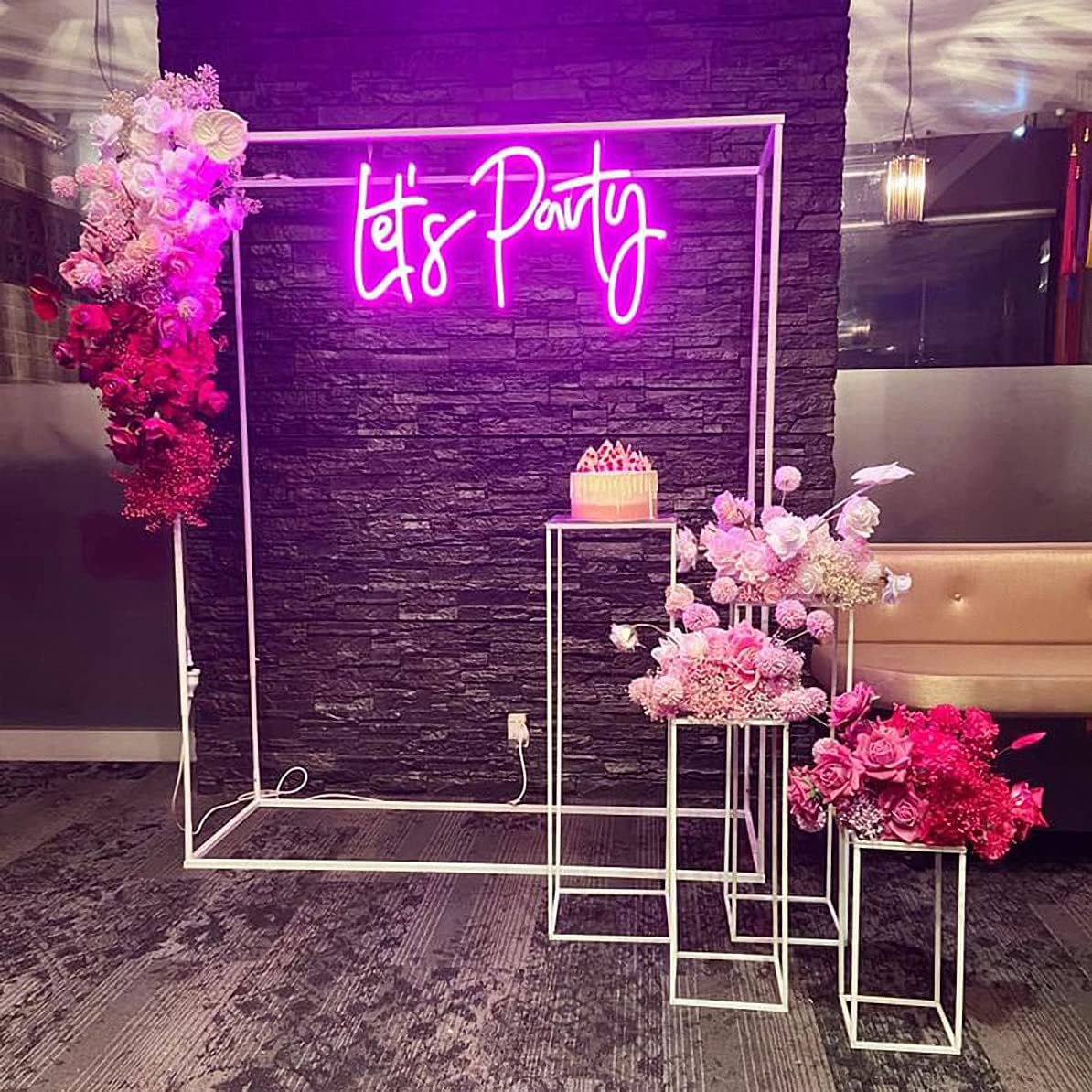 Ulalaza LED Neon Sign Night Light for Wall Party Décor Bedroom Room Bar Wedding Home Birthday Art Decoration Christmas with USB Chain Light modulator 5v (lets party blue) - Image 3