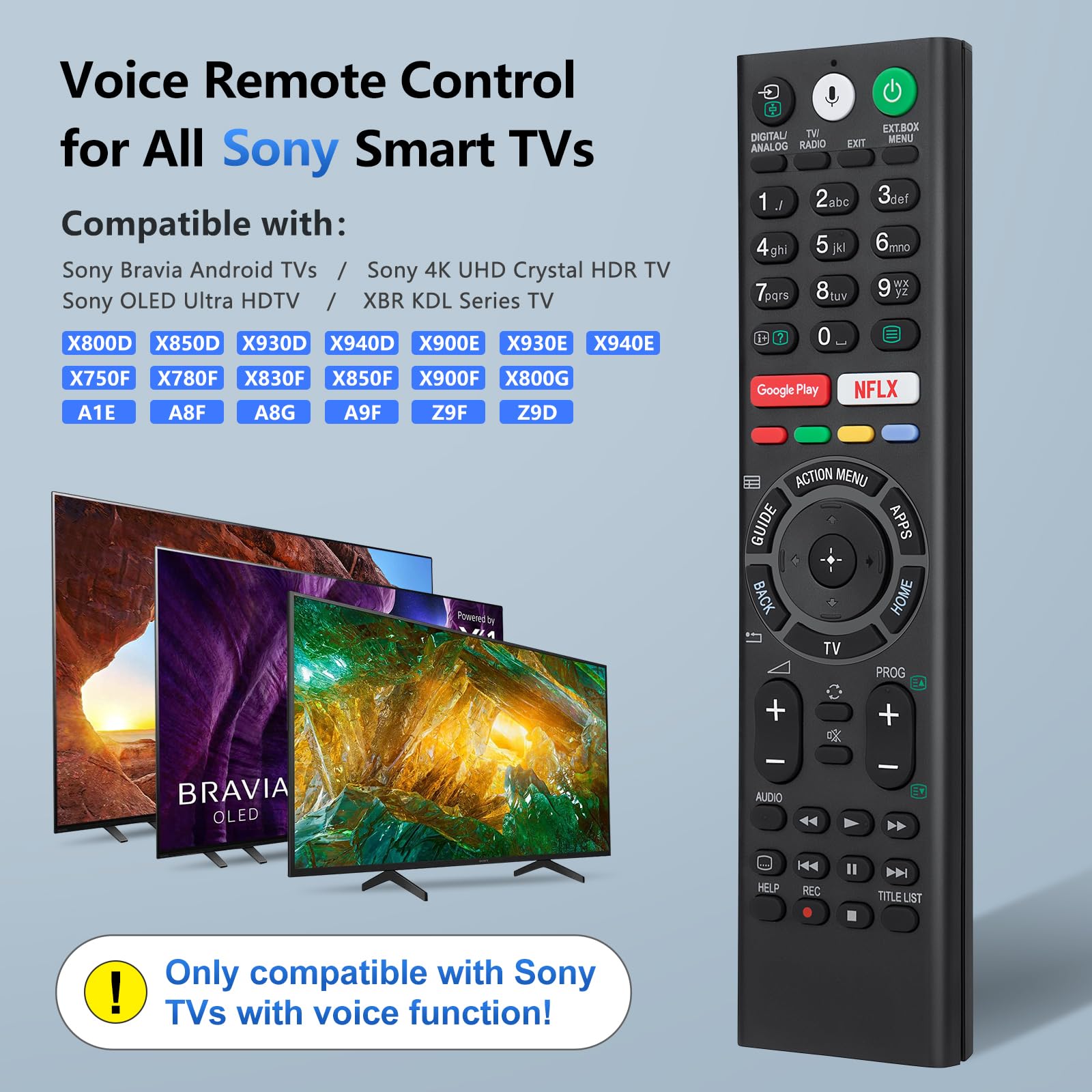 Controlla Remote Voice Sony UHD LED Bravia TV Replacements - Dettaglio