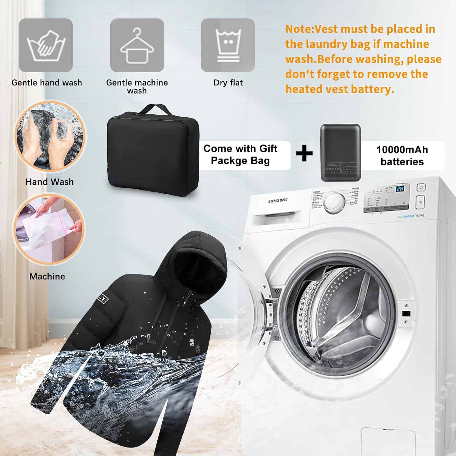 Heated Jacket with Hood Electric Heating Jacket for Men Women Winter Warm Heated Coat for Skiing Motorcycling - Image 5