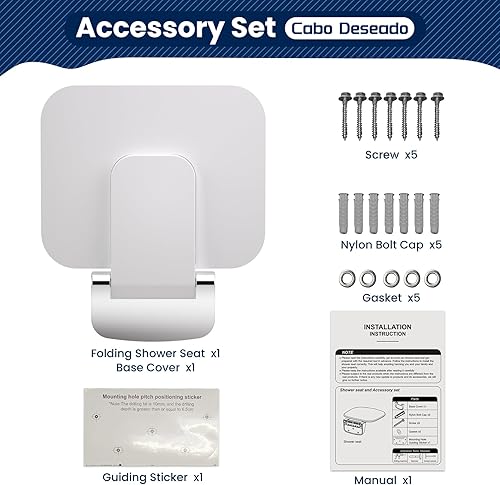 Miniatura 6 de Nuevo asiento de ducha plegable 2023 montado en la pared (440 libras Plus), banco de ducha plegable de 15 x 12.2 pulgadas de ancho, asiento de ducha