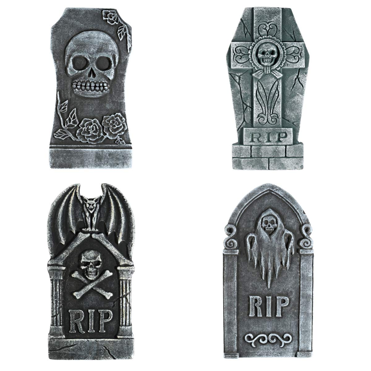 Tomaibaby 4 piezas de decoración de Halloween, accesorios de lápida para jardín, cementerio, reutilizables, decoración y accesorios para el patio embrujado, 16 pulgadas