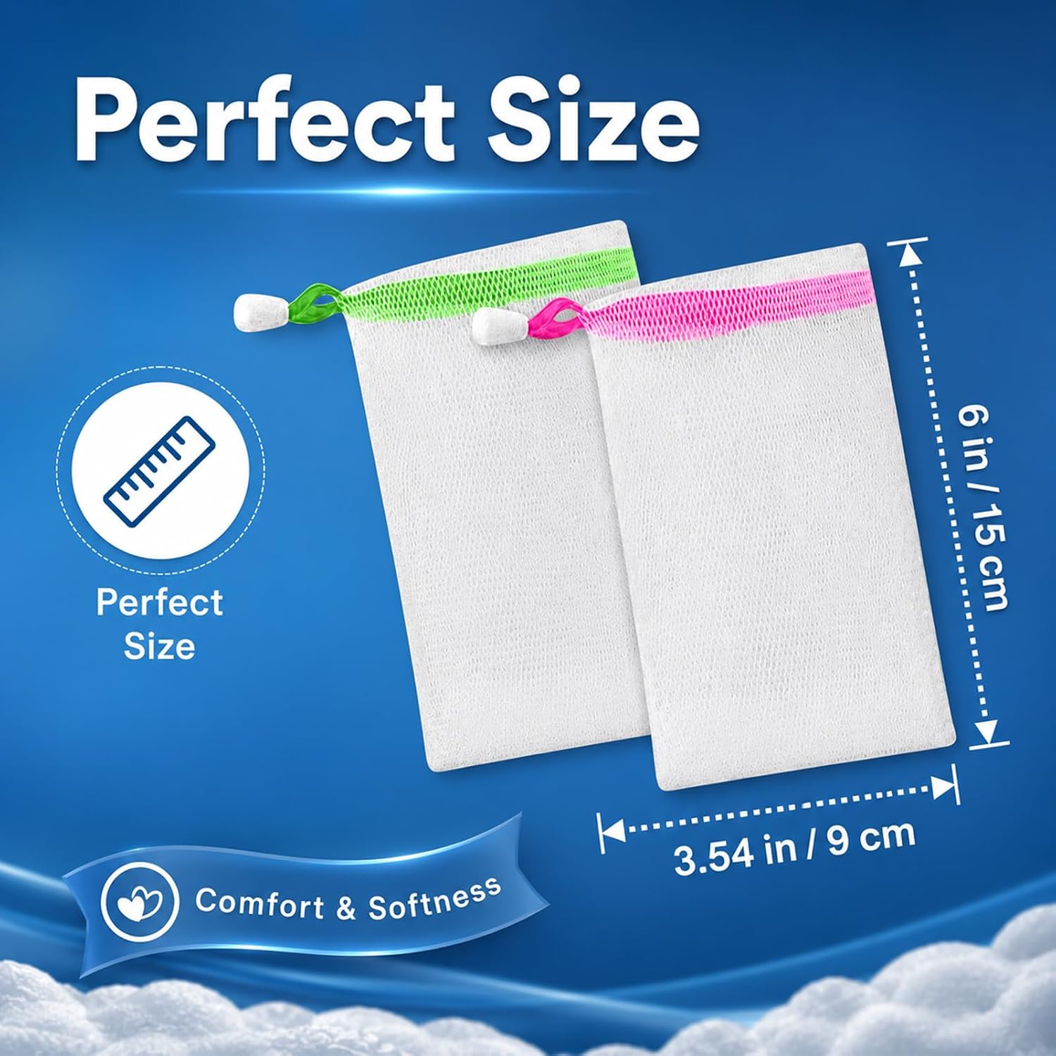 Lagincig 20 Pcs Soap Bag - Mesh Bar Soap Pouch with Drawstring, Nylon Foaming Holder for Shower, Travel, Gym, Bathroom