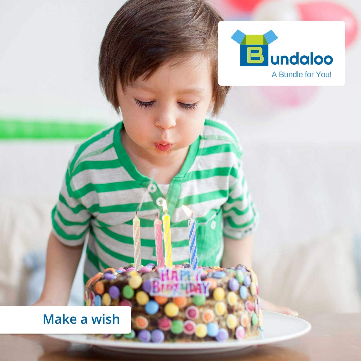 Bundaloo Birthday Candles 72 Pack - Cake Decorations - Colors: Pink, White, Blue, Yellow : Home & Kitchen