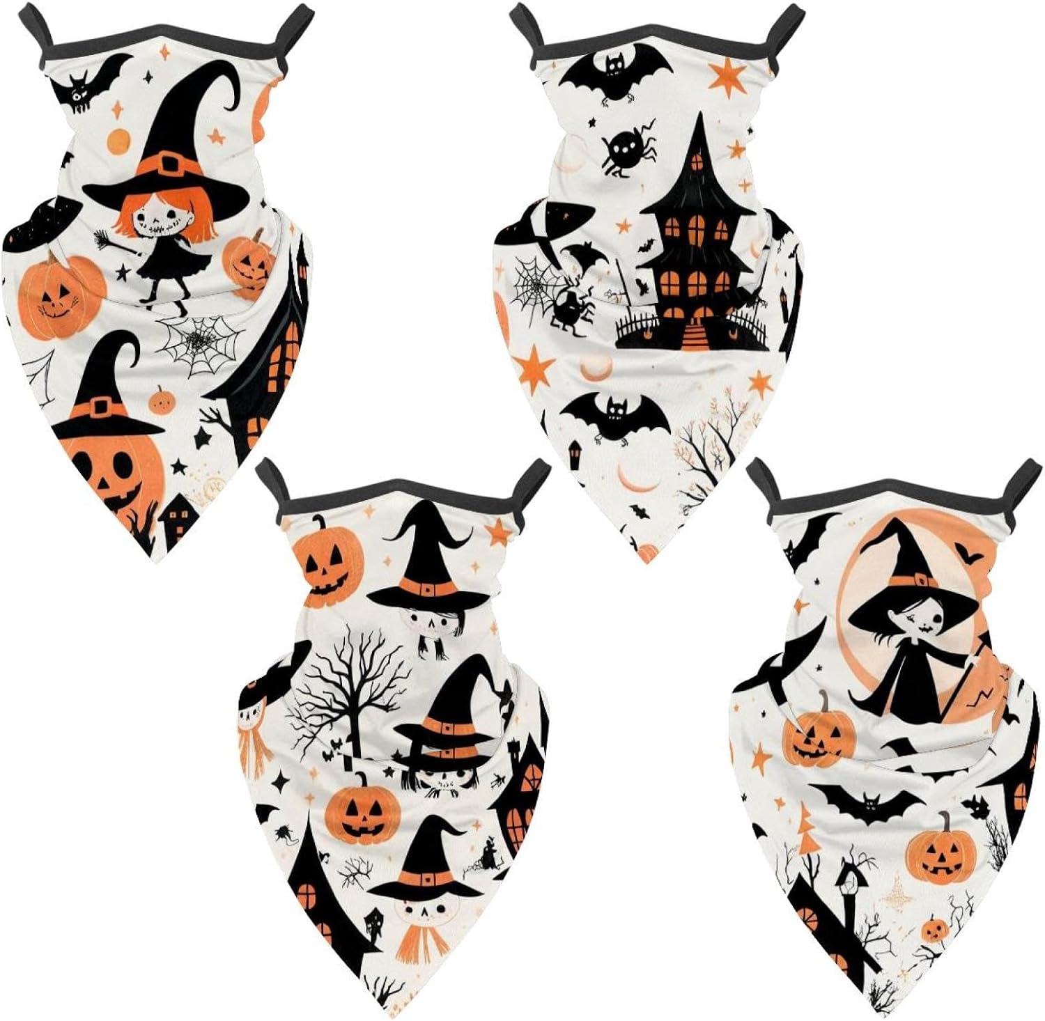 4 Pack Stars Nebula Neck Gaiter Face Scarf Cover Sun Protection Balaclava Cloth Bandanas with Ear Loops