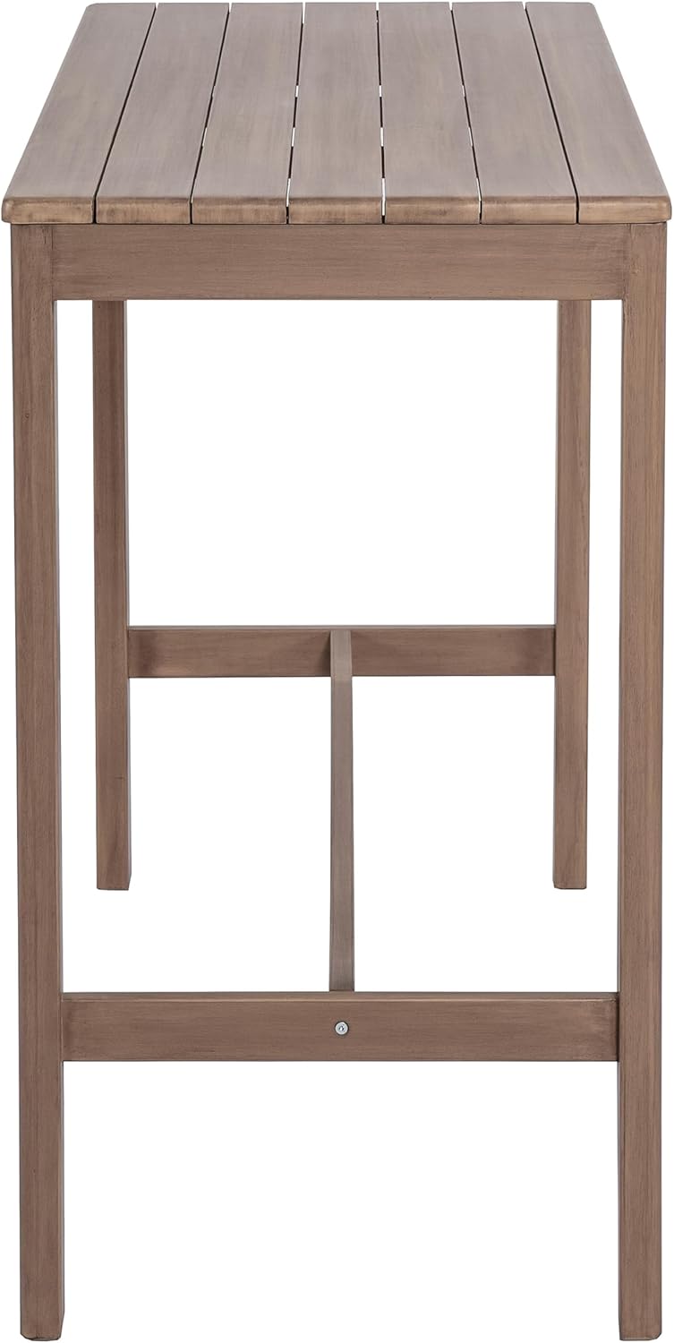 Meridian Furniture 398-BT60 Newport Collection Modern | Contemporary Outdoor Patio Rectangle Bar Table with Solid Acacia Wood, Thermowood Treatment, Cover Included, 23.75" W x 59.5" D x 42.25" H