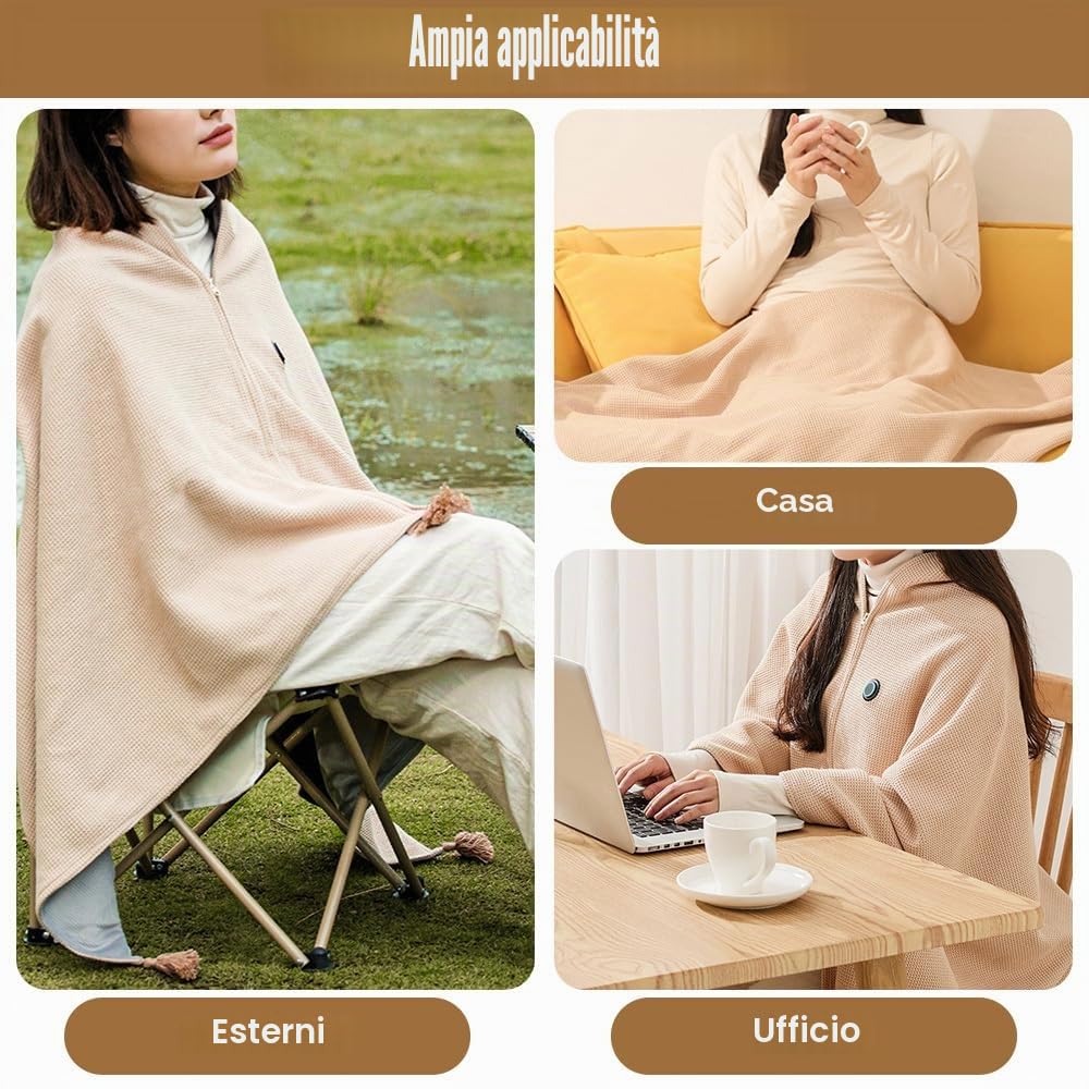 Coperta Riscaldata Portatile, Scialle Riscaldato da 59 x 27,5 Pollici con 3 Impostazioni di Temperatura, USB Coperte Termica per Casa, Viaggio, Ufficio, Pieghevole Morbida Coperta Elettrica