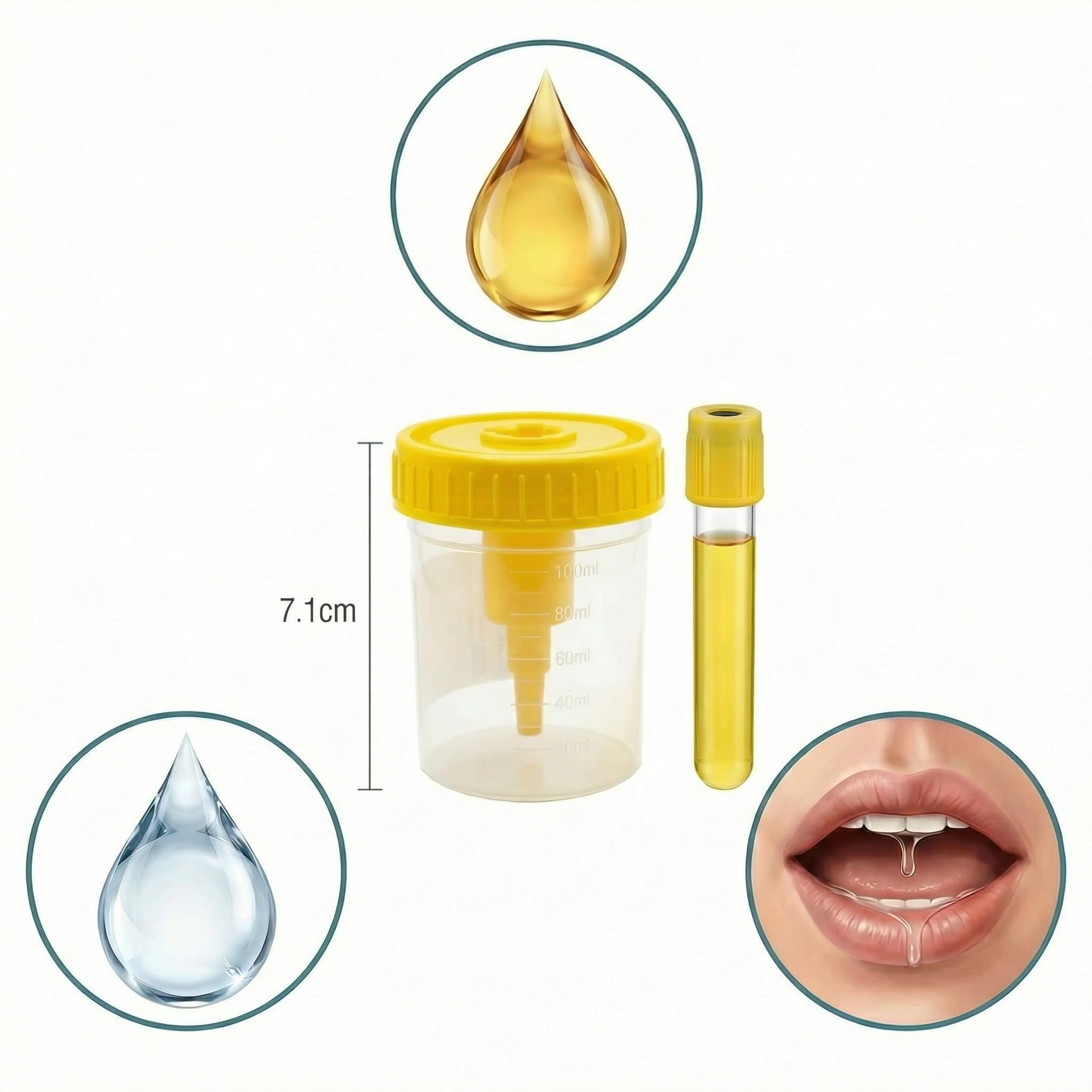 KMINA Kit de Prélèvement d'Urine sous Vide (150 unités), Flacon de 100 ml avec Graduation et Tube sous Vide de 9 ml, Système Clos et Hygiénique
