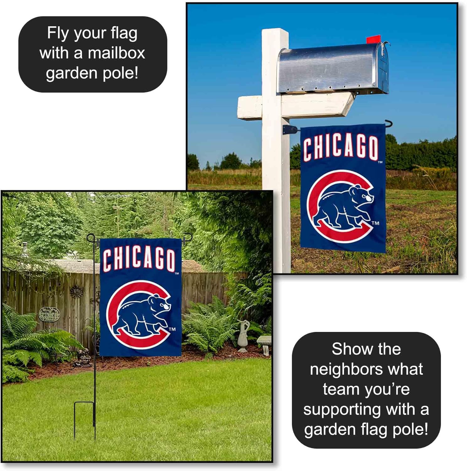 Chicago Baseball Team Walking Bear Double Sided Garden Flag - Image 4