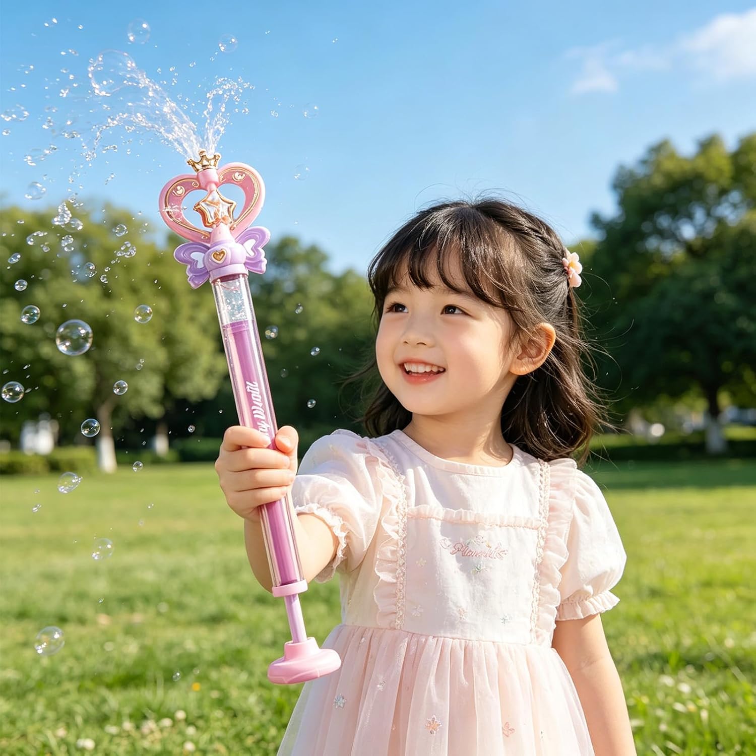 Water Toy Wand Set of 2, Princess Themed Handheld Pretend Play Toy for Party Activities and Shared Use Water Play Wand Princess Themed Handheld Pretend Party Fun Outdoor Crown Interactive Family