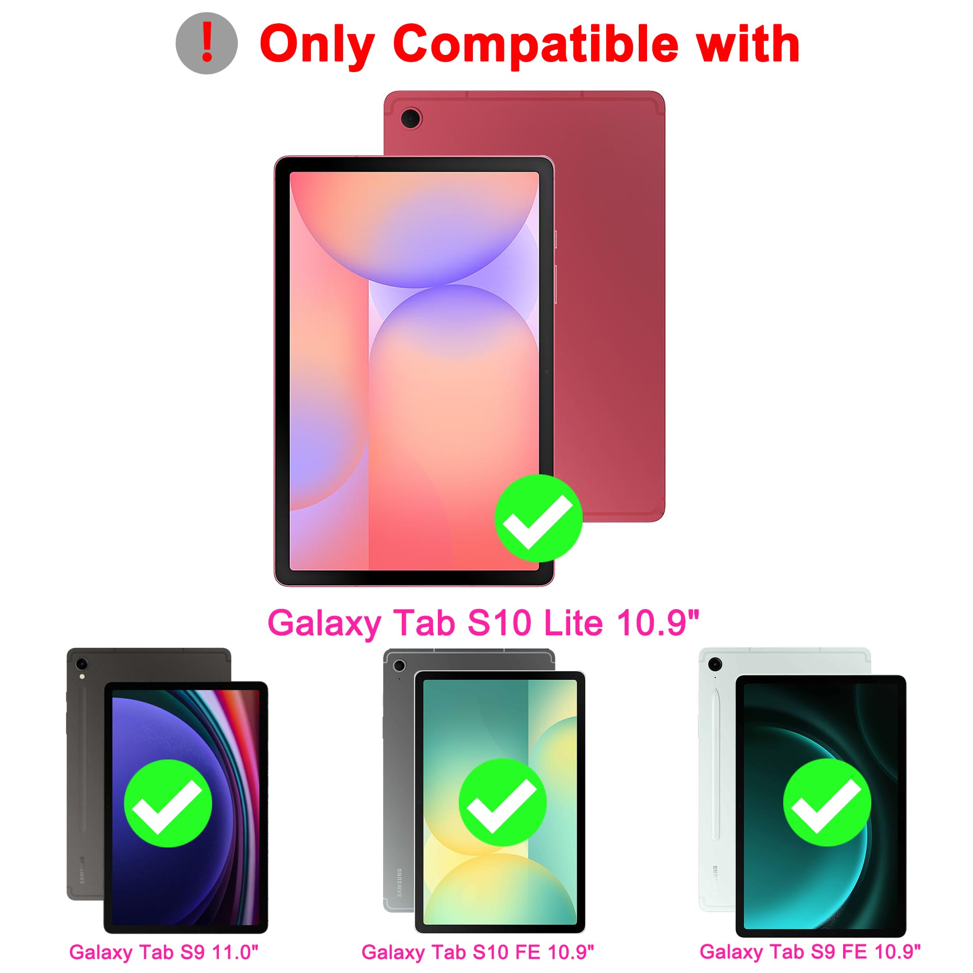 for Samsung Galaxy Tab S10 Lite S10 FE/S9 FE 10.9"/S9 Keyboard Case: 7 Colors Backlit Smart Trackpad Keyboard for Samsung Tab S10 Lite/S10FE 2025 - Wireless Key board Tablet Book Cover with Pen Holder