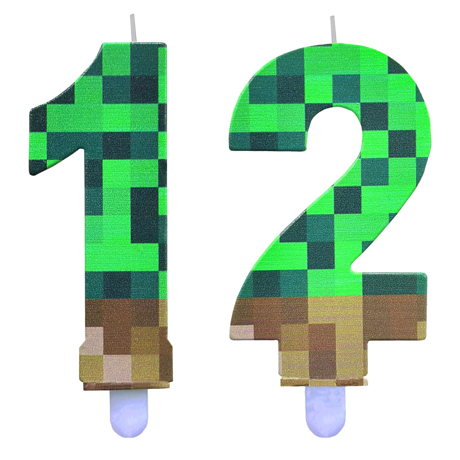 DazzJoy Pixel Kerzen 12 Geburtstag Jung, Cartoon Gaming Themen Kerze 12 Jahre, Spieler Geburtstagskerze