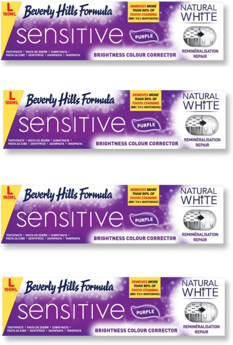 Natural White Sensitive Purple Toothpaste Brightness Colour Corrector (100ml) 4 Packs