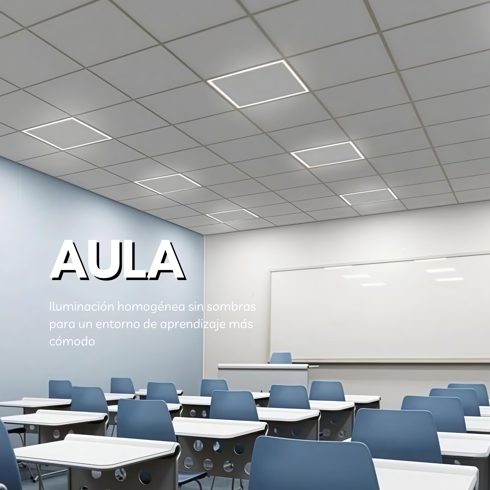 Panel Marco luminoso LED 60x60 48W Desmontable para techo técnico de placas. Iluminación eficiente para oficinas y comercios. Luz Neutra (4000ºK) - Garantía Europea 3 años