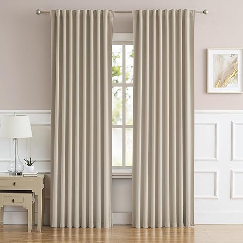 DUALIFE - Cortinas para oscurecer habitación, cortinas de privacidad con aislamiento térmico, 2 paneles, rosado marrón claro, gris pardo, 52" de