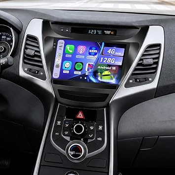 5Ghz WiFi 4G+128G Android 15 Radio for Hyundai Elantra 2014-2016 Car Stereo with Wireless Carplay Android Auto,5.0 Bluetooth,Build-in EQ,9inch IPS Touchscreen,GPS,FM/RDS SWC AHD Backup Camera MIC