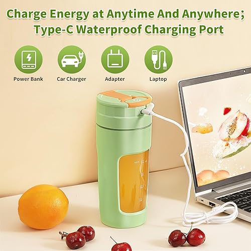 Miniatura 4 de Batidora portátil  20 onzas (20.3 fl oz) de gran capacidad, licuadora de tamaño personal de viaje para batidos y licuados. Diseño de cuchillas