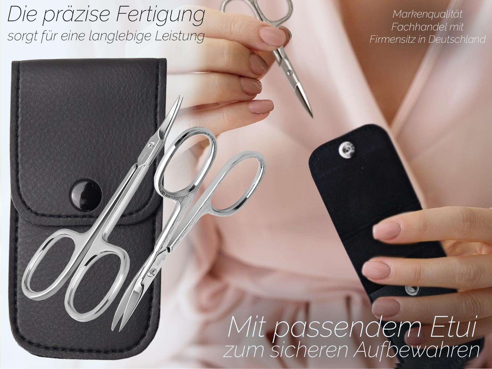 Nagelscheren Set aus Solingen Nagelschere und Hautschere - Made in Germany Set für präzise kürzen an Fingernagel Fussnagel und Nagelhaut mit Etui