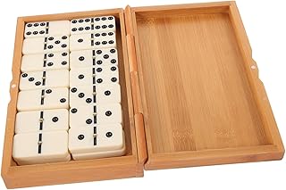 YARNOW 1 Conjunto De Presentes De Brinquedo Para Família Jogo De Dominó Acessório De Corrida Para Amigos Blocos De Construção De Dominó Jogo De Dominó Jogo De Caixa De Bambu Jogo