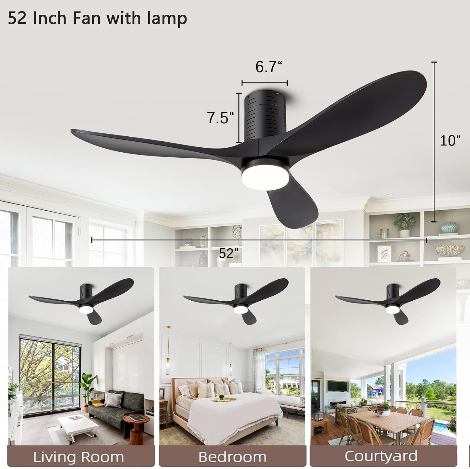 Ceiling fan dimensions and room applications