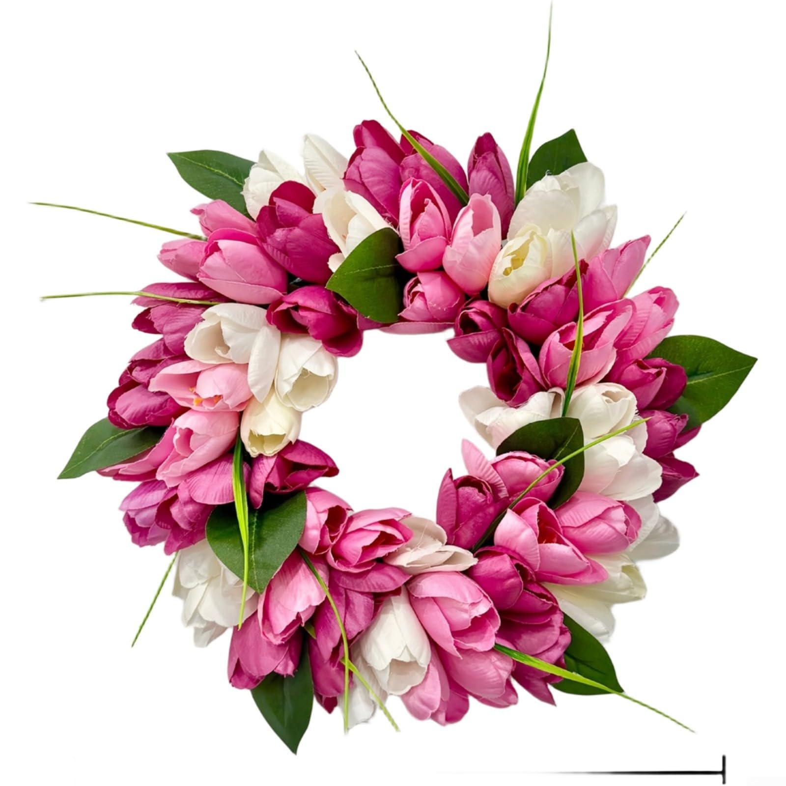 Couronne de tulipes artificielles rose et blanc pour la décoration de jardin de printemps