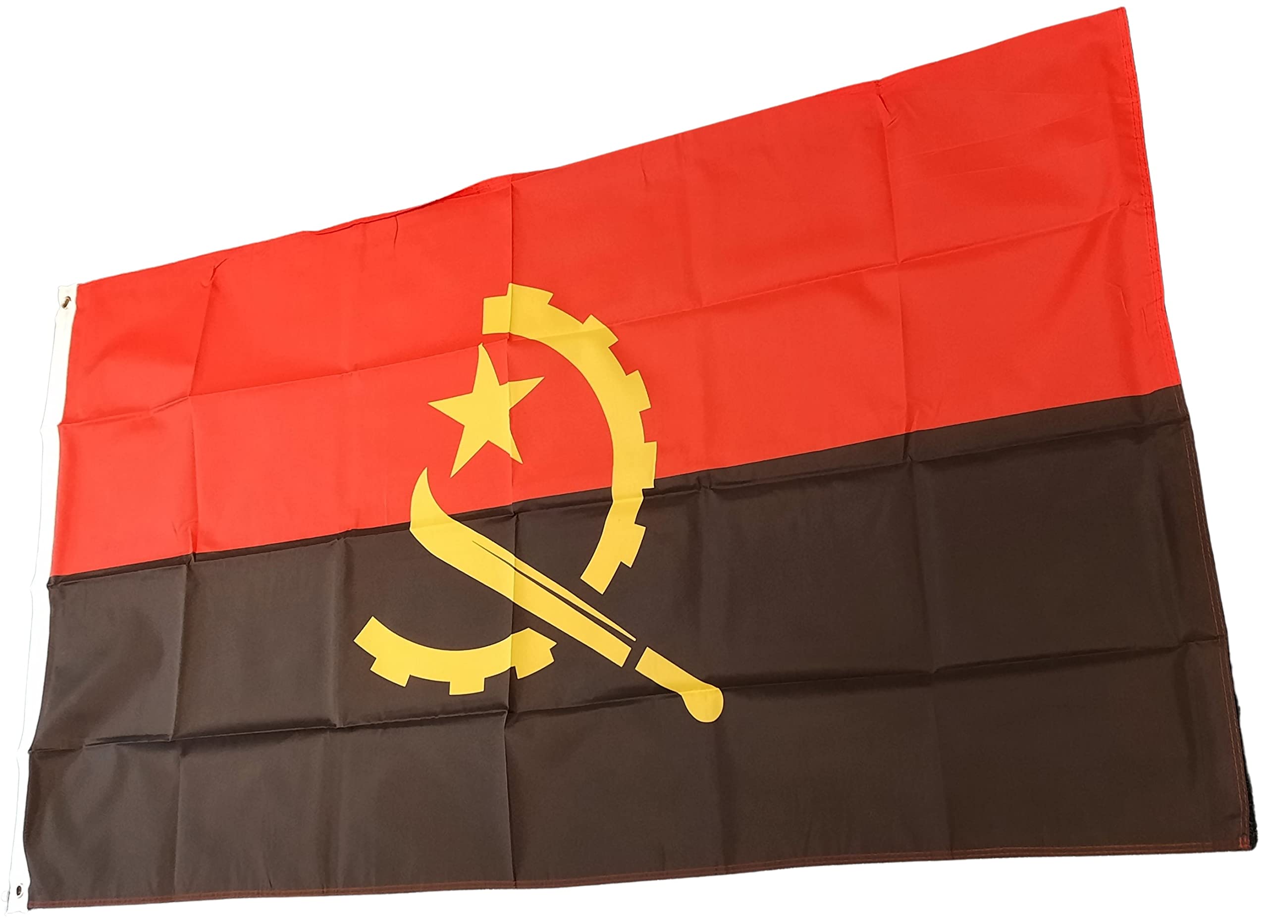 NWFlags Angola Flag 5ft x 3ft 75d Premium Polyester Suitable For Flagpoles, Red,Black