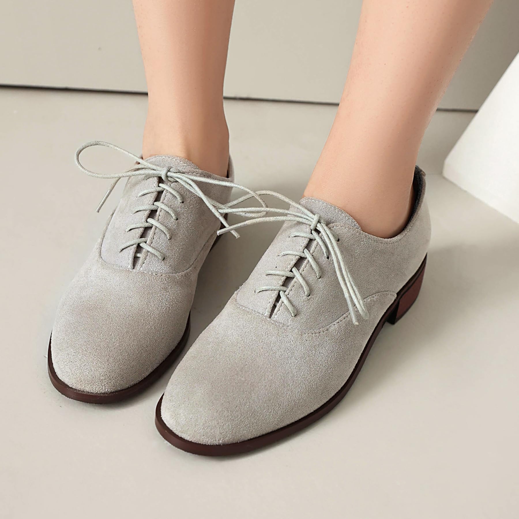 Gicoiz Brogue Oxford Derby Femme Bout Rond Lacets Travail Pumps