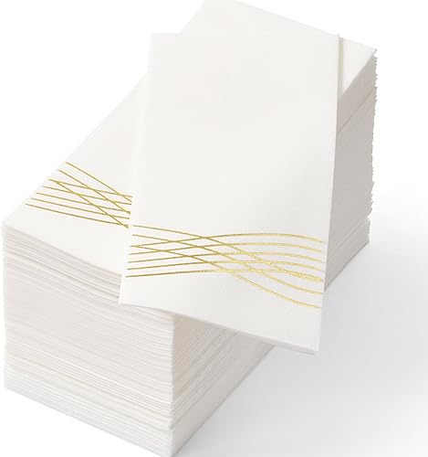 Miniatura 1 de By Madee 50 Pack Christmas Napkins Disposable  Disposable Hand Towels for Bathroom  Linen Like Elegant Holiday Napkins (Gold)