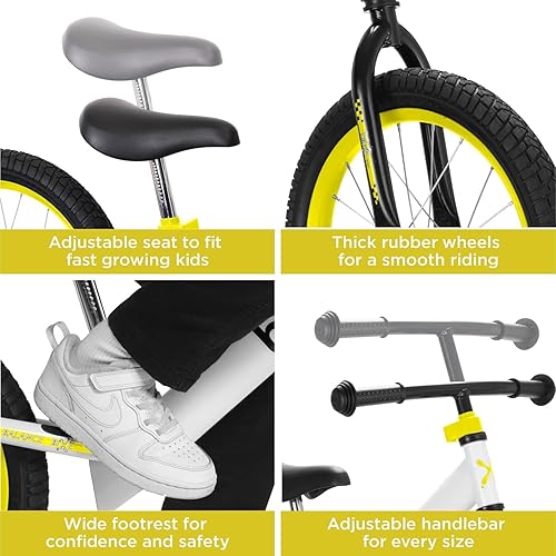 Miniatura 3 de Bicicleta de equilibrio para niños grandes de 4, 5, 6, 7, 8 y 9 años, sin pedales, bicicleta de entrenamiento deportiva  Rueda de 16 pulgadas