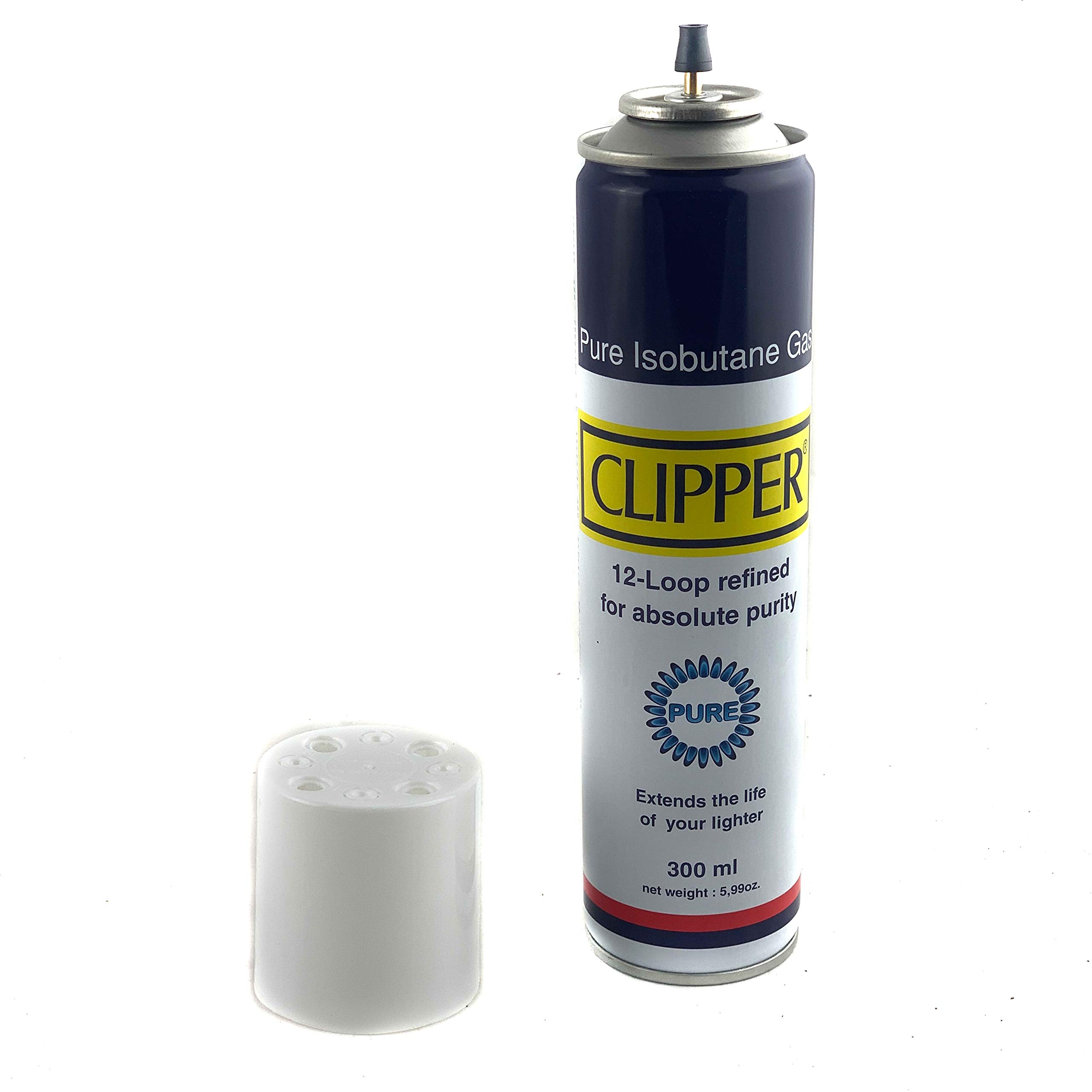 Clipper Accendino Gas 2 x 300 ml ISO Butano Ricarica per Accendini, Creme Brulee, Bruciatore da Cucina Jet Flame Accendino con Adattatore nel Coperchio