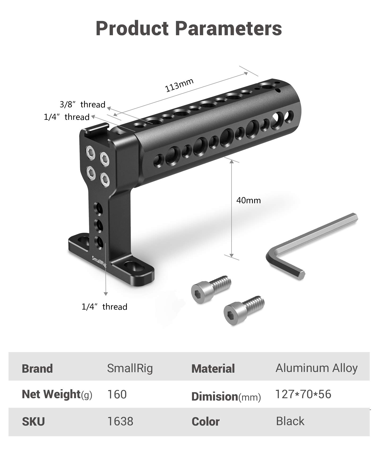 SMALLRIG DSLR Top Handle para la Cámara Cage - 1638