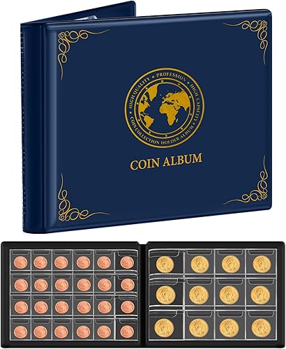 Colección de monedas para coleccionistas, 300 bolsillos, álbum de carpetas de recolección de monedas con fundas sin PVC para 20252730381.811 in,