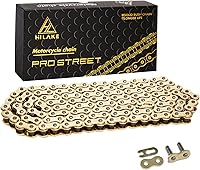Vista 1 de Cadena de motocicleta 420H 132 eslabones sin junta tórica con enlace maestro de conexión, cadena de transmisión resistente para motocicleta