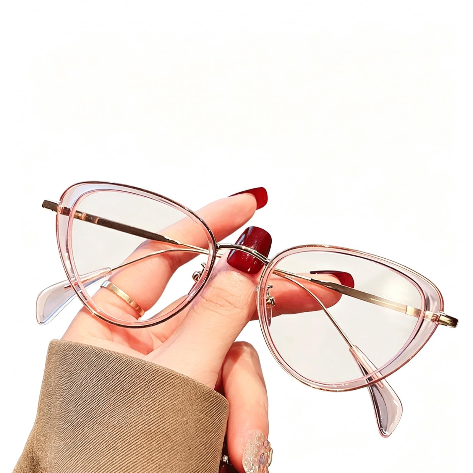KLJUddGY Cateye Eyewear Frames Ultralight Reading Glasses Non Prescription Eyeglasses Full Rim Spectacles for Computer Modern Fashion(Lila)