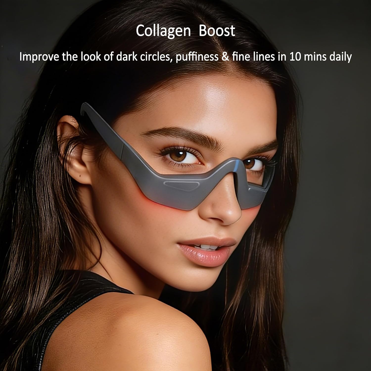 Under Eye Red Light Therapy Device, Red Light Therapy Glasses for Eyes,Red Light Eye Mask for Under-Eye Bags, Dark Circles & Puffiness,Smoothes Wrinkles & Fine Lines,Grey-Blue for Men and Women