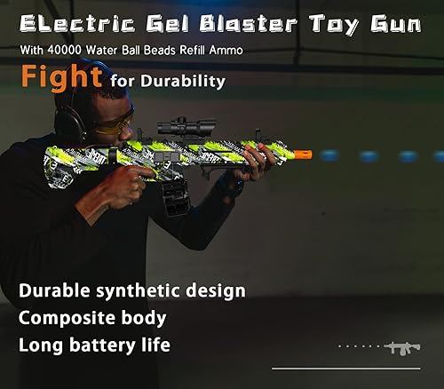 Vista 35 de JIFTOK - Pistola eléctrica de bolas de gel, lanzador automático de bolas de salpicaduras de alta velocidad con más de 60000 y gafas, juguetes