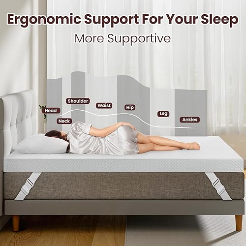 Miniatura 7 de UniPon Cubrecolchón firme de 3 pulgadas, tamaño individual, con infusión de gel, ventilado, para aliviar el dolor de espalda, cubrecolchón de espuma