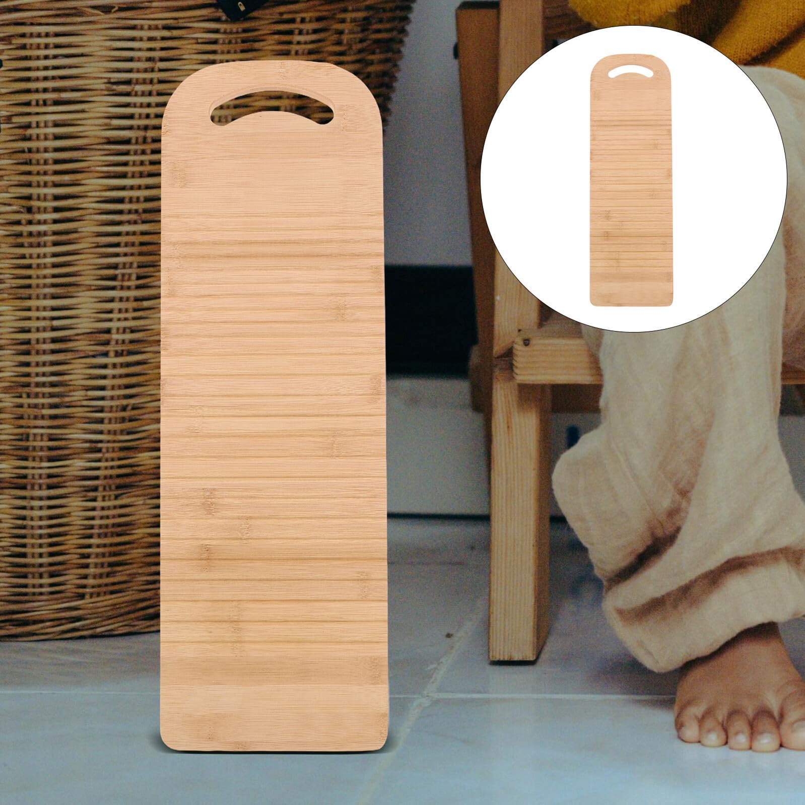 Planche à Laver Portable Bambou Antidérapante Planche à Laver Manuelle Ergonomique pour Nettoyage des Vêtements Outil de Lavage à Main Pratique et Léger pour Maison
