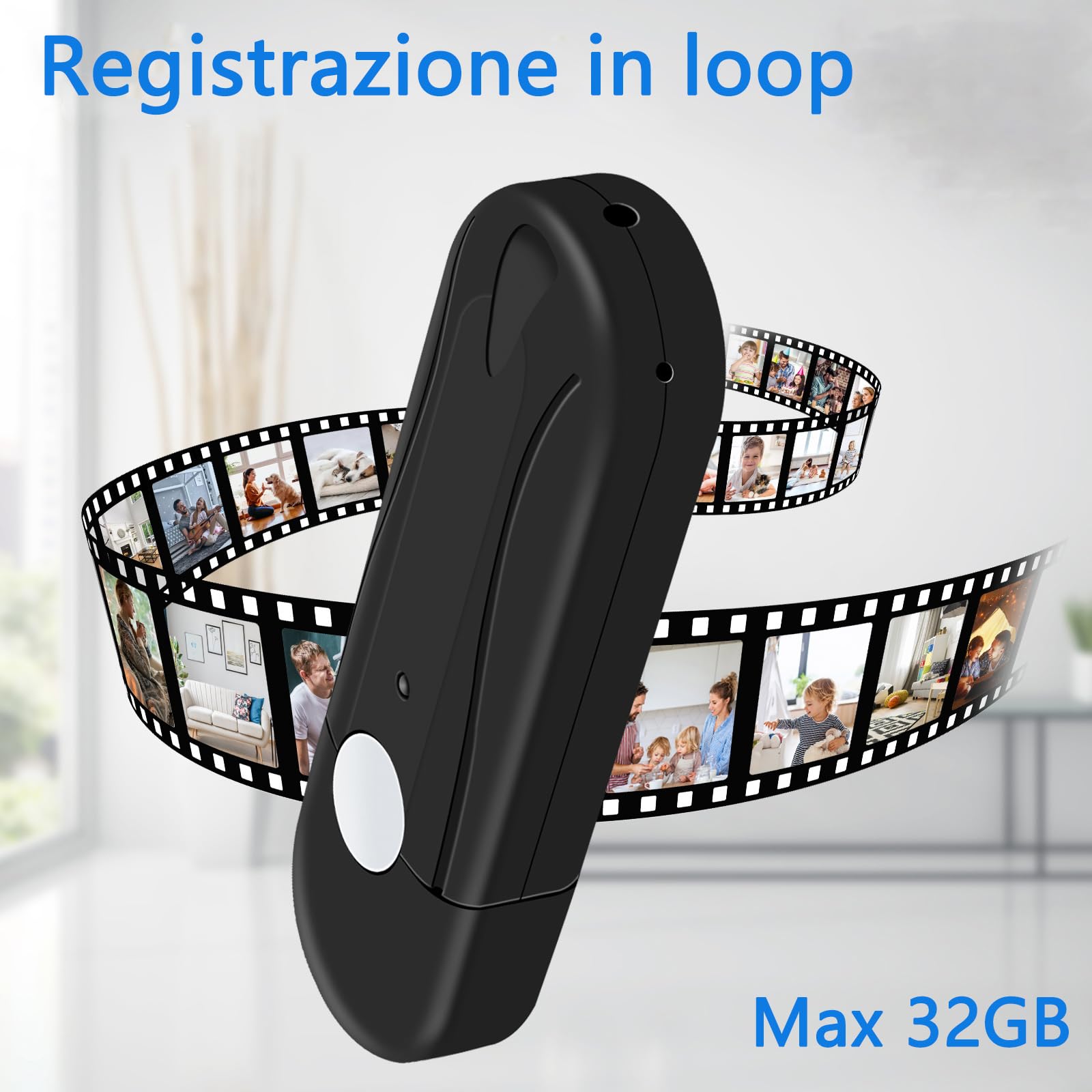 Telecamera Spia HD1080P, Microtelecamera Nascosta Spia Esterno/Interno, Flash Disk USB Portatile con Fotocamera 32GB, Bodycam Registrazione in Loop adatto per l'ufficio, lo studio, la casa, ecc.