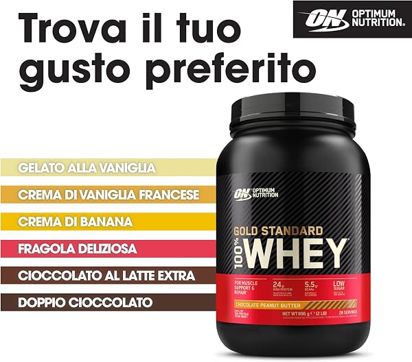 Optimum Nutrition Gold Standard 100% Whey, Proteine, Gusto Cioccolato e Burro d'Arachidi, 896g, 28 Porzioni, La Confezione Può Variare Burro Di Arachidi Al Cioccolato - 4