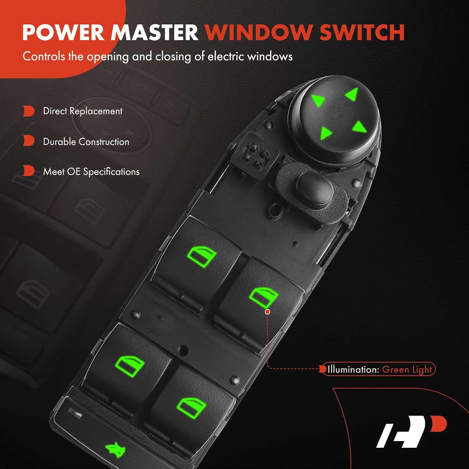 A-Premium Master Power Window Switch Compatible with BMW E60 E61 528i 535i 550i M5 2008-2010, 528xi 535xi 2008, W/O Rear Window Sunshade, Replace# 61319122110