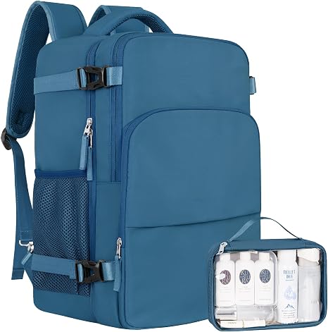 Sinaliy Travel Backpack for Men Women, Personal Item Travel Bag with Multi-Pockets, Airline Approved Carry on Backpack Fits 16inch Laptop, Waterproof Casual Backpack for College,Travel, Work