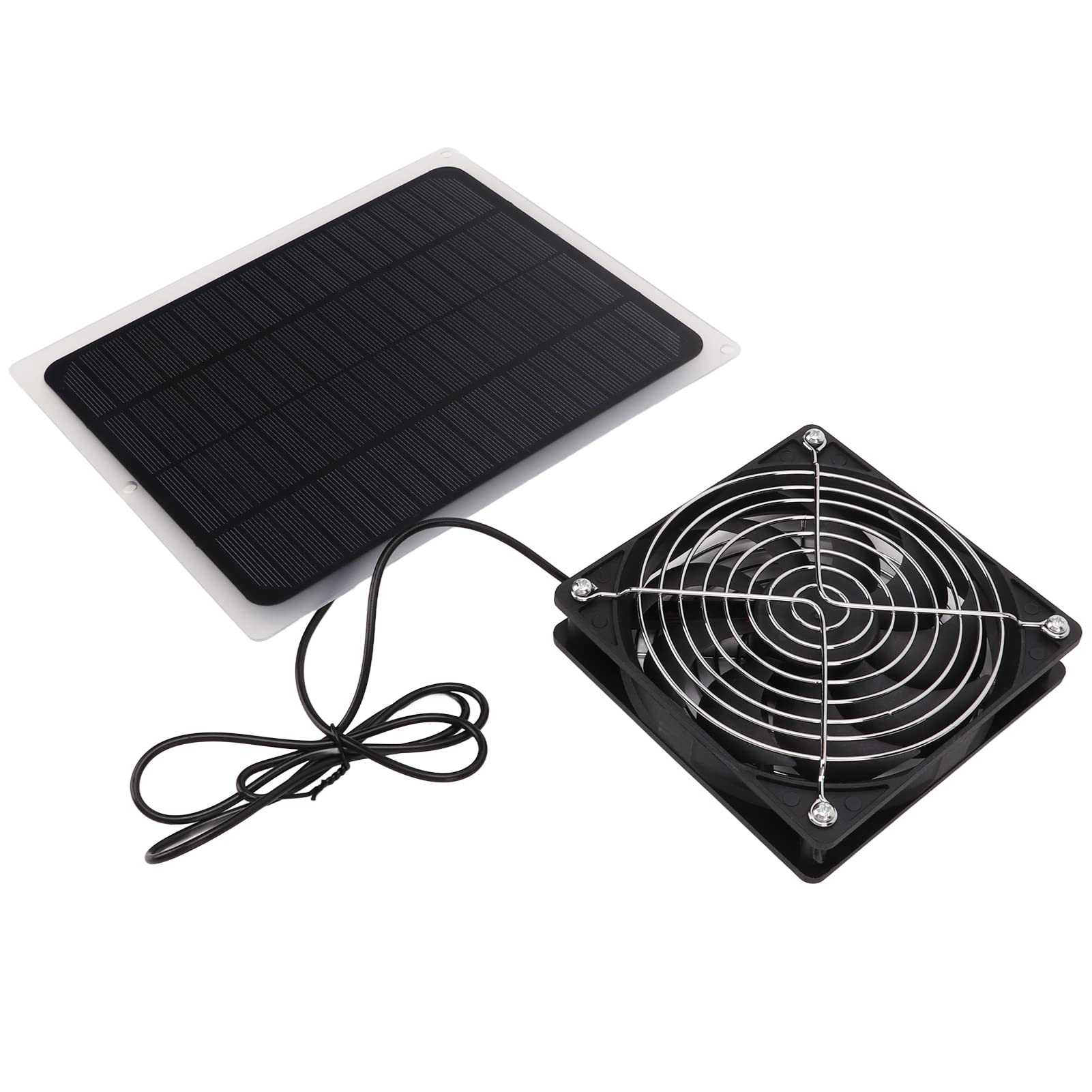 Fockety Kit de Ventilador de Panel Solar, Kit de Ventilador de Energía Solar Impermeable de 10 W, Ventilador de Escape Solar Al Aire Libre para Invernadero, Gallinero, Cobertizo, Casa de Mascotas